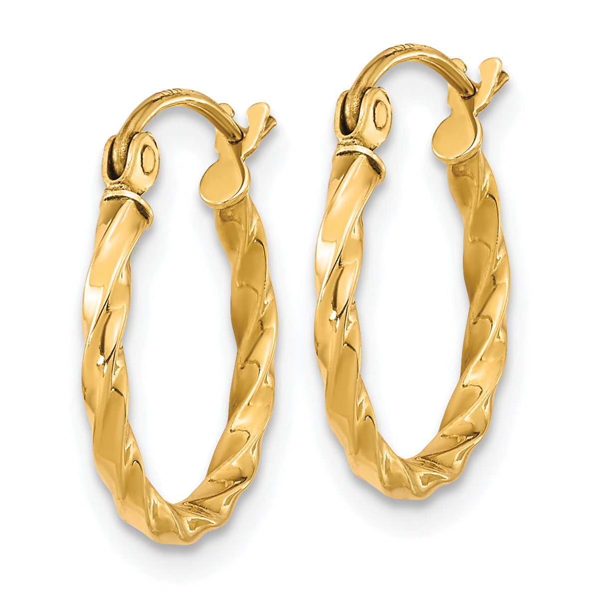 10K Yellow Gold 16mm x 2mm Twisted Round Hoop Earrings
