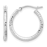 Carica l'immagine nel visualizzatore di Gallery, 10K White Gold Diamond Cut Round Hoop Earrings 20mm x 2mm
