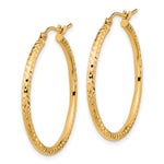 Carica l'immagine nel visualizzatore di Gallery, 10K Yellow Gold Diamond Cut Round Hoop Earrings 30mm x 2mm
