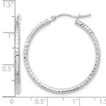 將圖片載入圖庫檢視器 10K White Gold Diamond Cut Round Hoop Earrings 30mm x 2mm
