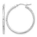 將圖片載入圖庫檢視器 10K White Gold Diamond Cut Round Hoop Earrings 30mm x 2mm
