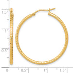 Carica l'immagine nel visualizzatore di Gallery, 10K Yellow Gold Diamond Cut Round Hoop Earrings 35mm x 2mm
