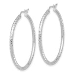Carica l'immagine nel visualizzatore di Gallery, 10K White Gold Diamond Cut Round Hoop Earrings 35mm x 2mm
