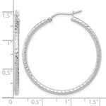 Carica l'immagine nel visualizzatore di Gallery, 10K White Gold Diamond Cut Round Hoop Earrings 35mm x 2mm
