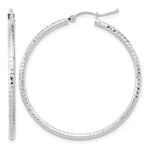 Carica l'immagine nel visualizzatore di Gallery, 10K White Gold Diamond Cut Round Hoop Earrings 40mm x 2mm
