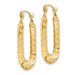 Charger l&#39;image dans la galerie, 10k Yellow Gold Rectangle Textured Hoop Earrings 25mm x 16mm
