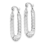 Carica l&#39;immagine nel visualizzatore di Gallery, 10k White Gold Rectangle Textured Hoop Earrings 25mm x 16mm
