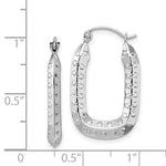 Load image into Gallery viewer, 10k White Gold Rectangle Textured Hoop Earrings 25mm x 16mm
