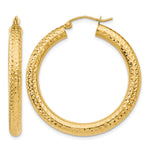 Indlæs billede til gallerivisning 10K Yellow Gold Diamond Cut Round Hoop Earrings 35mm x 4mm
