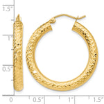 Carica l'immagine nel visualizzatore di Gallery, 10K Yellow Gold Diamond Cut Round Hoop Earrings 30mm x 4mm
