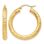 Carica l'immagine nel visualizzatore di Gallery, 10K Yellow Gold Diamond Cut Round Hoop Earrings 30mm x 4mm
