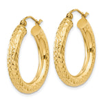 Indlæs billede til gallerivisning 10K Yellow Gold Diamond Cut Round Hoop Earrings 25mm x 4mm
