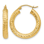Indlæs billede til gallerivisning 10K Yellow Gold Diamond Cut Round Hoop Earrings 25mm x 4mm
