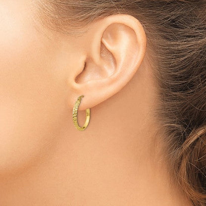 10K Yellow Gold 20mm x 2.5mm Diamond Cut Knife Edge Round Hoop Earrings