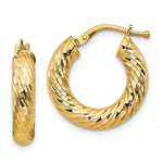 Load image into Gallery viewer, 10K Yellow Gold 18mm x 4mm Diamond Cut Round Hoop Earrings

