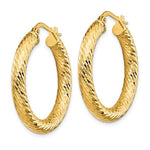 Indlæs billede til gallerivisning 10K Yellow Gold 28mm x 4mm Diamond Cut Round Hoop Earrings
