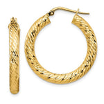Indlæs billede til gallerivisning 10K Yellow Gold 28mm x 4mm Diamond Cut Round Hoop Earrings
