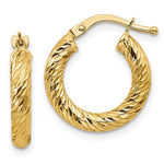 Load image into Gallery viewer, 10K Yellow Gold 16mm x 3mm Diamond Cut Round Hoop Earrings
