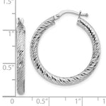 Lataa kuva Galleria-katseluun, 10K White Gold 28mm x 3mm Diamond Cut Round Hoop Earrings
