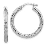 Lataa kuva Galleria-katseluun, 10K White Gold 28mm x 3mm Diamond Cut Round Hoop Earrings
