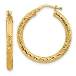 Lade das Bild in den Galerie-Viewer, 10K Yellow Gold 28mm x 3mm Diamond Cut Round Hoop Earrings
