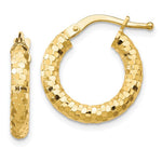 Load image into Gallery viewer, 10K Yellow Gold 10mm x 3mm Diamond Cut Round Hoop Earrings
