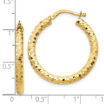 Carregar imagem no visualizador da galeria, 10K Yellow Gold 27mm x 3mm Diamond Cut Round Hoop Earrings

