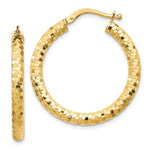 Carregar imagem no visualizador da galeria, 10K Yellow Gold 27mm x 3mm Diamond Cut Round Hoop Earrings
