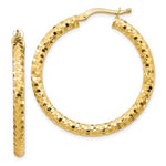 Carregar imagem no visualizador da galeria, 10K Yellow Gold 32mm x 3mm Diamond Cut Round Hoop Earrings
