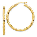 Załaduj obraz do przeglądarki galerii, 10K Yellow Gold 38mm x 3mm Diamond Cut Round Hoop Earrings
