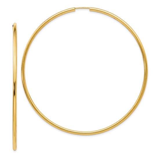 10k yellow gold extra large round endless hoop earrings 70mm x 1.5mm
