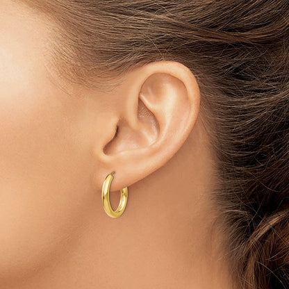 10k yellow gold round endless hoop earrings 20mm x 2.75mm