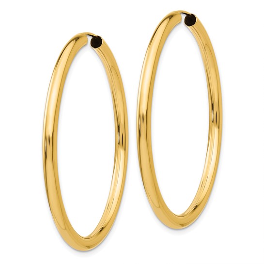 10K Yellow Gold 45mm x 2.75mm Round Endless Hoop Earrings