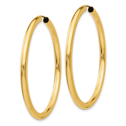 10K Yellow Gold 45mm x 2.75mm Round Endless Hoop Earrings