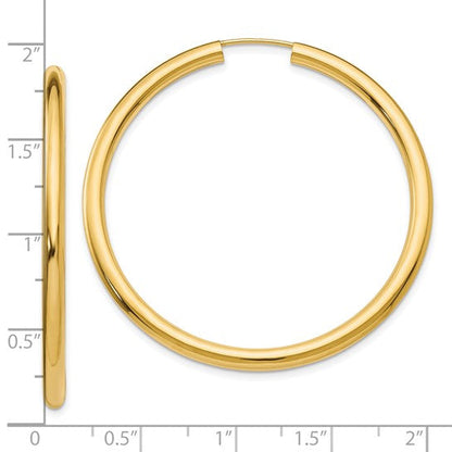 10K Yellow Gold 45mm x 2.75mm Round Endless Hoop Earrings