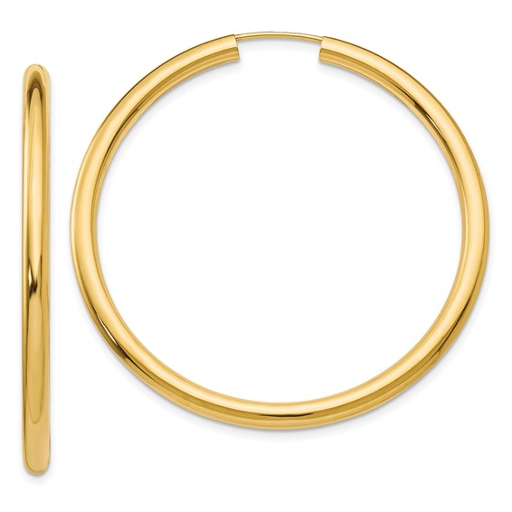 10K Yellow Gold 45mm x 2.75mm Round Endless Hoop Earrings