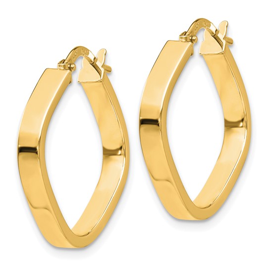 10K Yellow Gold 27.25mm x 3mm Flat Edge Square Hoop Earrings
