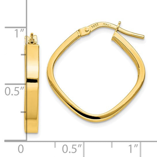 10K Yellow Gold 27.25mm x 3mm Flat Edge Square Hoop Earrings