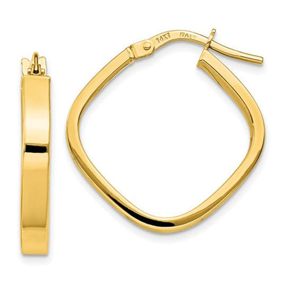 10K Yellow Gold 27.25mm x 3mm Flat Edge Square Hoop Earrings