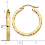 Charger l&#39;image dans la galerie, 10k Yellow Gold Classic Square Tube Round Hoop Earrings 25mm x 3mm
