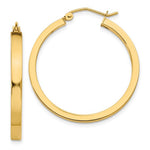 Lade das Bild in den Galerie-Viewer, 10k Yellow Gold Classic Square Tube Round Hoop Earrings 30mm x 3mm
