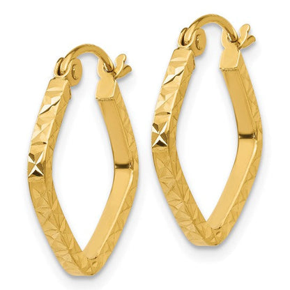 10K Yellow Gold 17mm x 1.75mm Diamond Cut Square Hoop Earrings