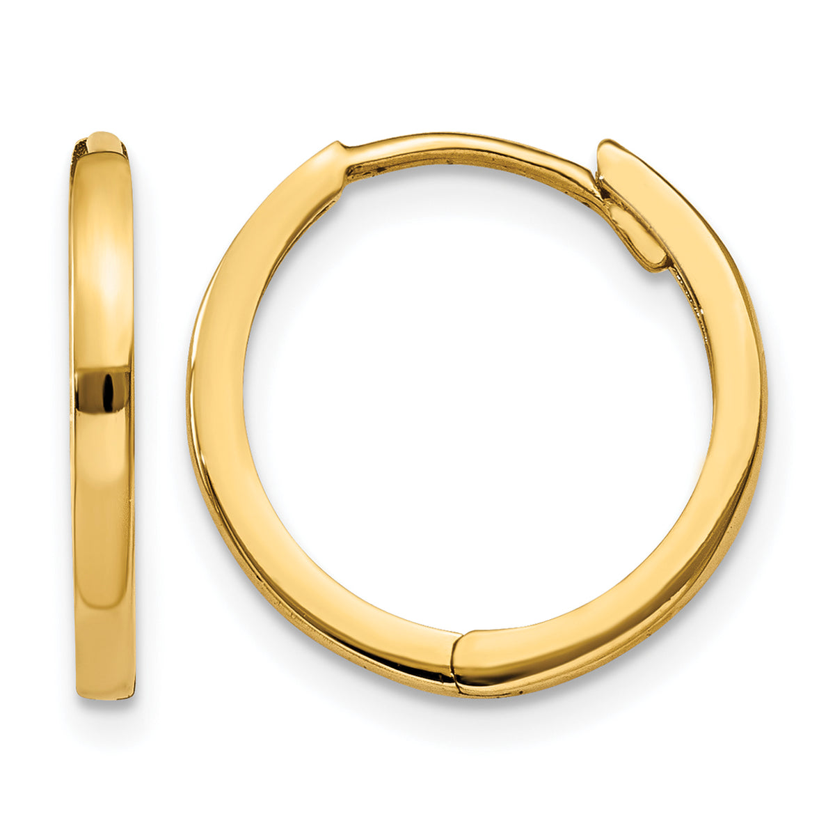 10K Yellow Gold 11 mm x 1.75 mm Hoop Earrings Hinged