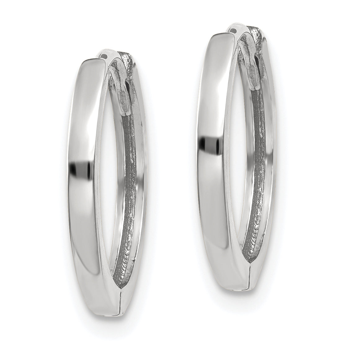 10K White Gold 11 mm x 1.75 mm Earrings Hinged