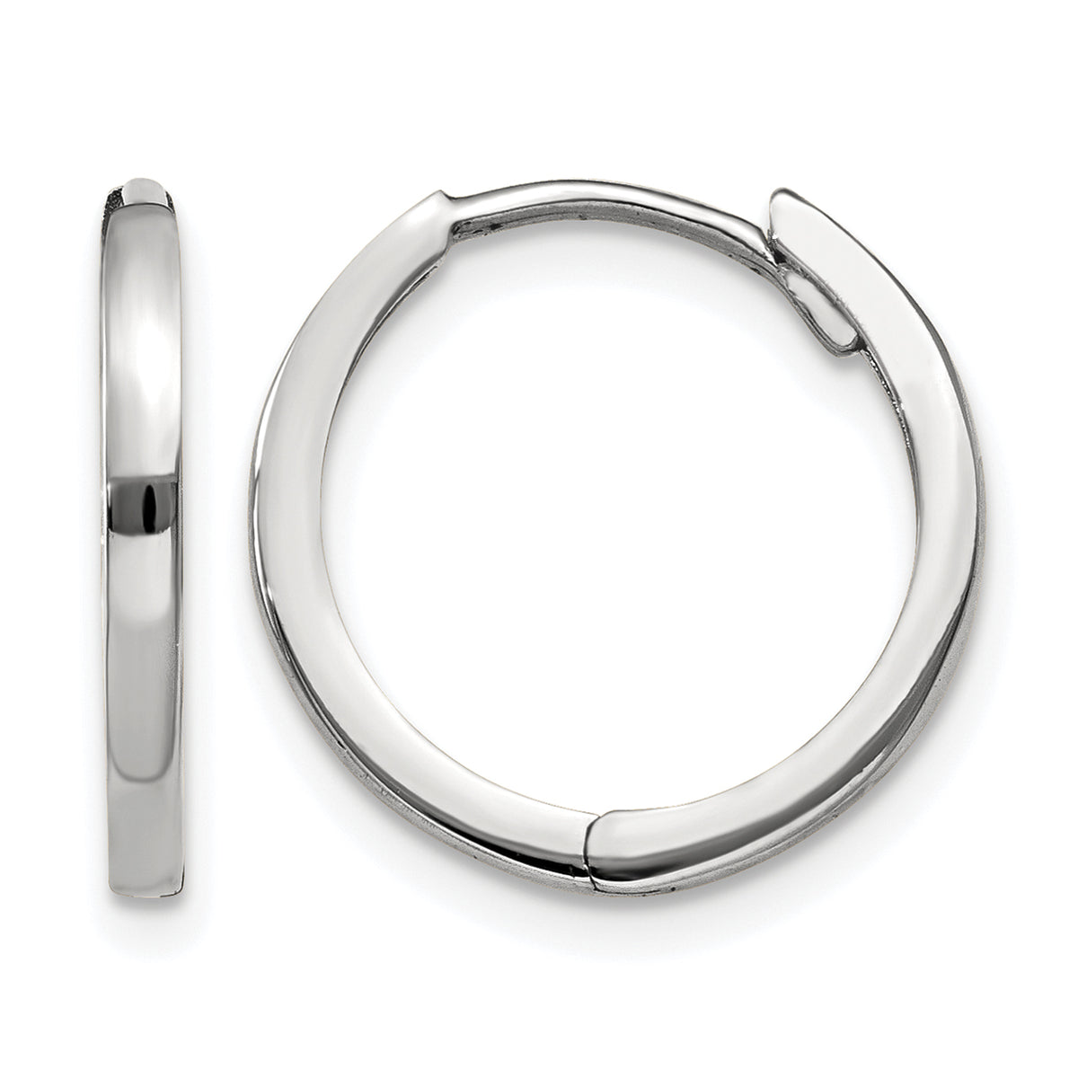 10K White Gold 11 mm x 1.75 mm Earrings Hinged