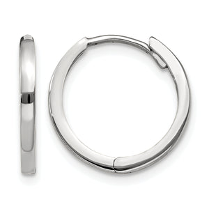 10K White Gold 11 mm x 1.75 mm Earrings Hinged