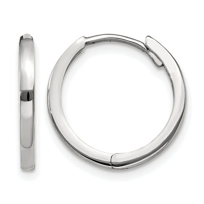 10K White Gold 11 mm x 1.75 mm Earrings Hinged