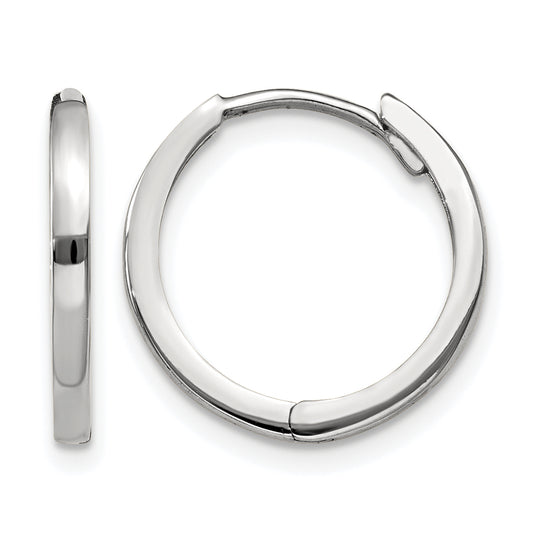 10K White Gold 11 mm x 1.75 mm Earrings Hinged