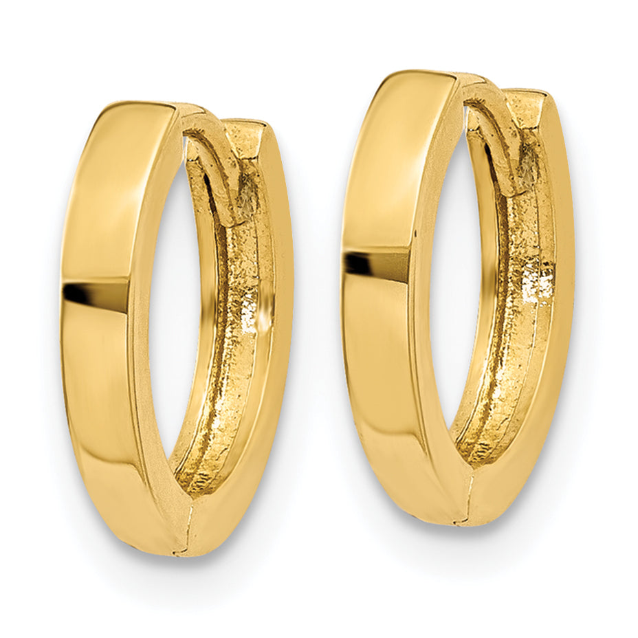 10K Yellow Gold 8 mm x 2 mm Hoop Earrings Hinged