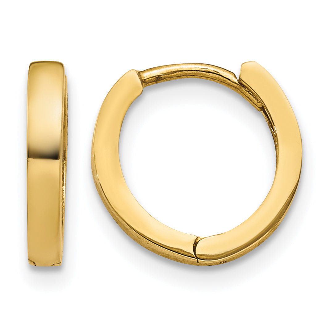 10K Yellow Gold 8 mm x 2 mm Hoop Earrings Hinged